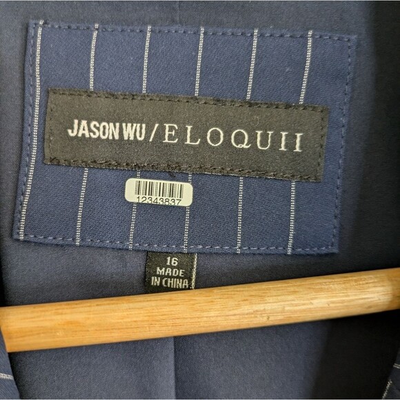 Jason Wu X Eloquii Navy Pinstripe Blazer Size 16 - Picture 4 of 5